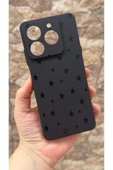 General Mobile Era 50 Uyumlu Mini Siyah Yıldız Desenli Silikon Darbe Emici Klasik Korumalı Rubber Kılıf