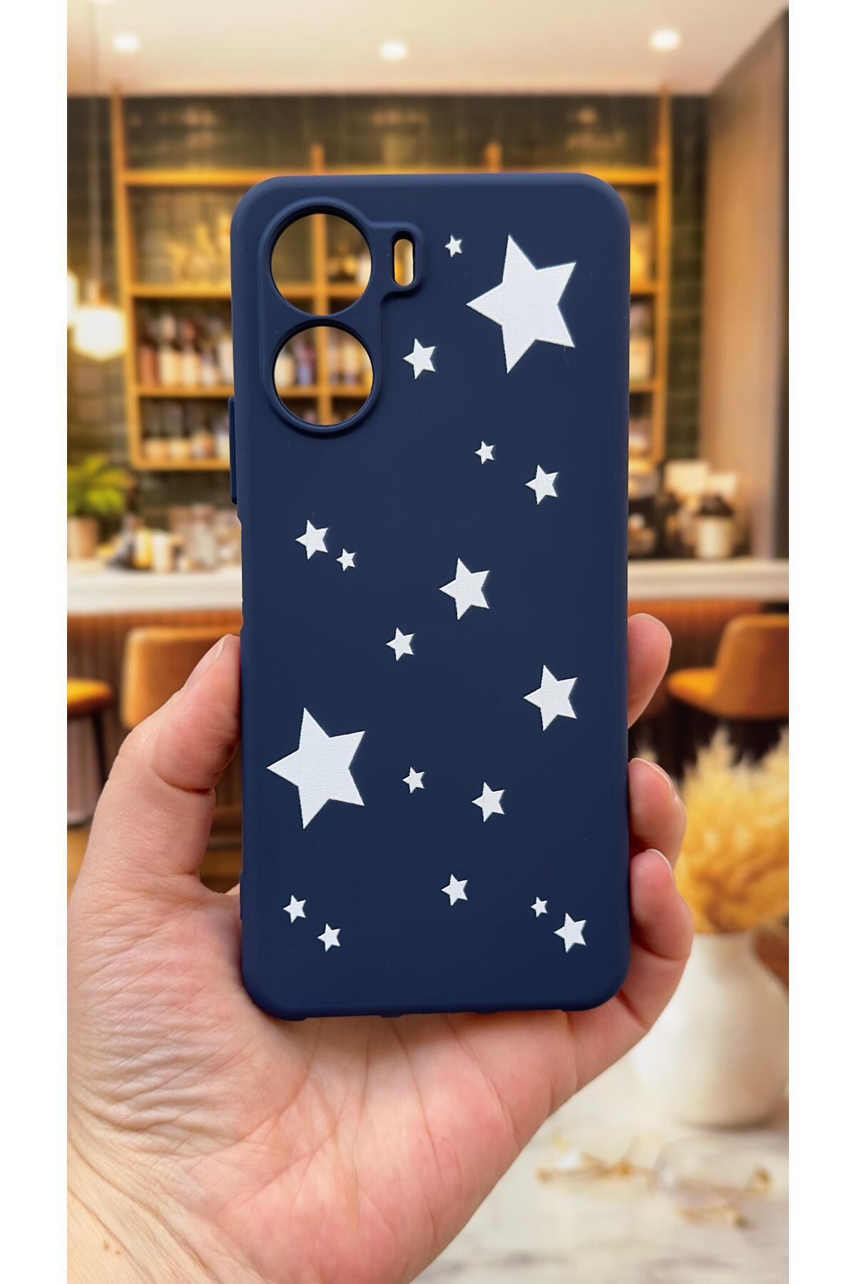 Vivo Y16 Uyumlu Mini Yıldız Desenli Silikon Darbe Emici Klasik Korumalı Rubber Kılıf
