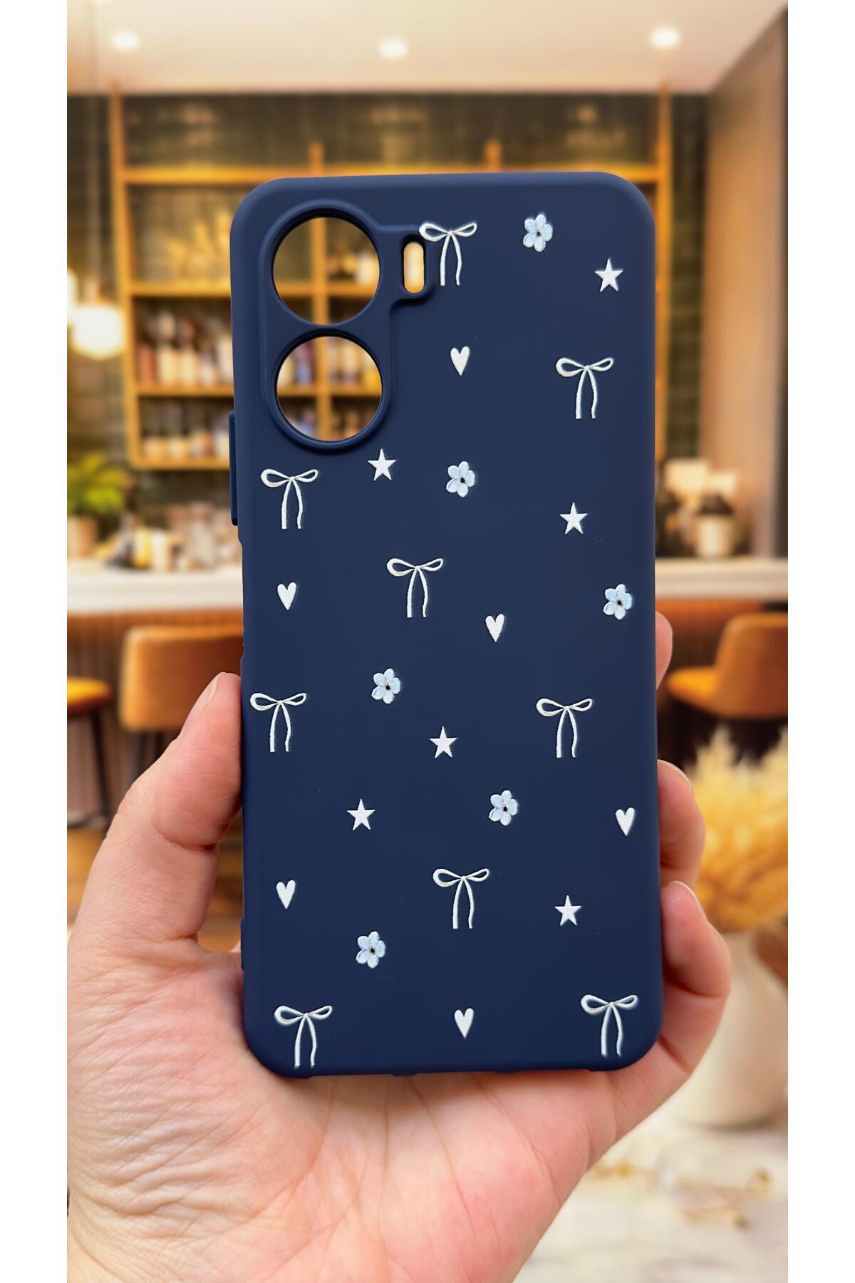 Vivo Y16 Uyumlu Mini Fiyonk Desenli Silikon Darbe Emici Klasik Korumalı Rubber Kılıf