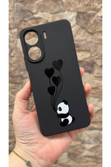 REDMİ 13C Uyumlu Kalpli Panda Desenli Silikon Darbe Emici Kamera Korumalı Yumuşak Rubber Kılıf
