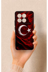 Poco X6 Pro Uyumlu Kurt Türk Bayrağı Desenli Silikon Kılıf