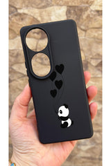 Vivo V40 5G Uyumlu Kalpli Panda Desenli Silikon Darbe Emici Klasik Korumalı Rubber Kılıf