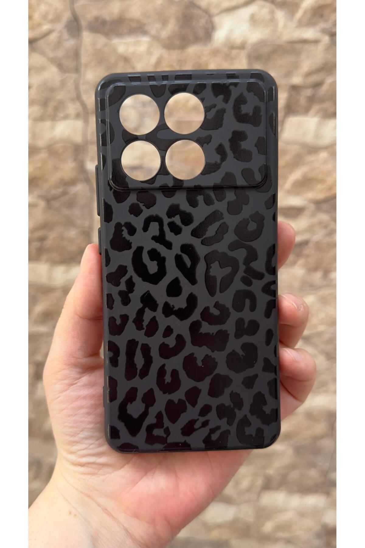 Poco X6 Pro 5G Uyumlu Leopar Desenli Silikon Darbe Emici Klasik Korumalı Rubber Kılıf