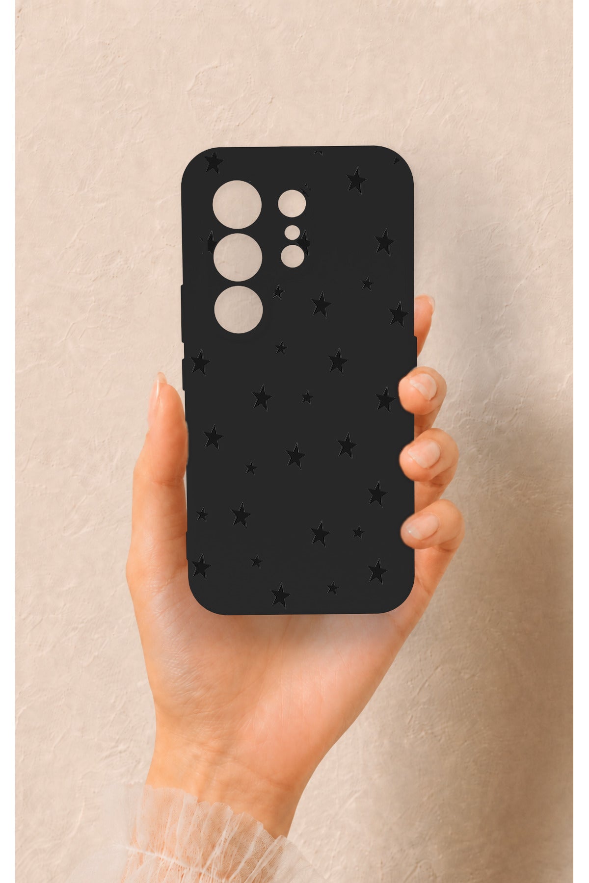 Tecno Camon 50 4G Uyumlu Mini Siyah Yıldız Desenli Silikon Kılıf