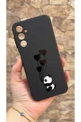 Samsung Galaxy A14 Uyumlu Kalpli Panda Desenli Silikon Darbe Emici Klasik Korumalı Rubber Kılıf