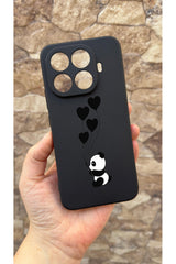 Mi 15T PRO Uyumlu Kalpli Panda Desenli Silikon Darbe Emici Klasik Korumalı Rubber Kılıf