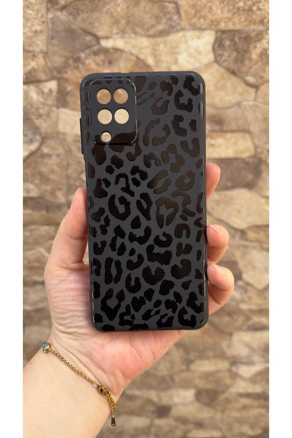 Samsung Galaxy A22 Uyumlu Leopar Desenli Silikon Darbe Emici Klasik Korumalı Rubber Kılıf