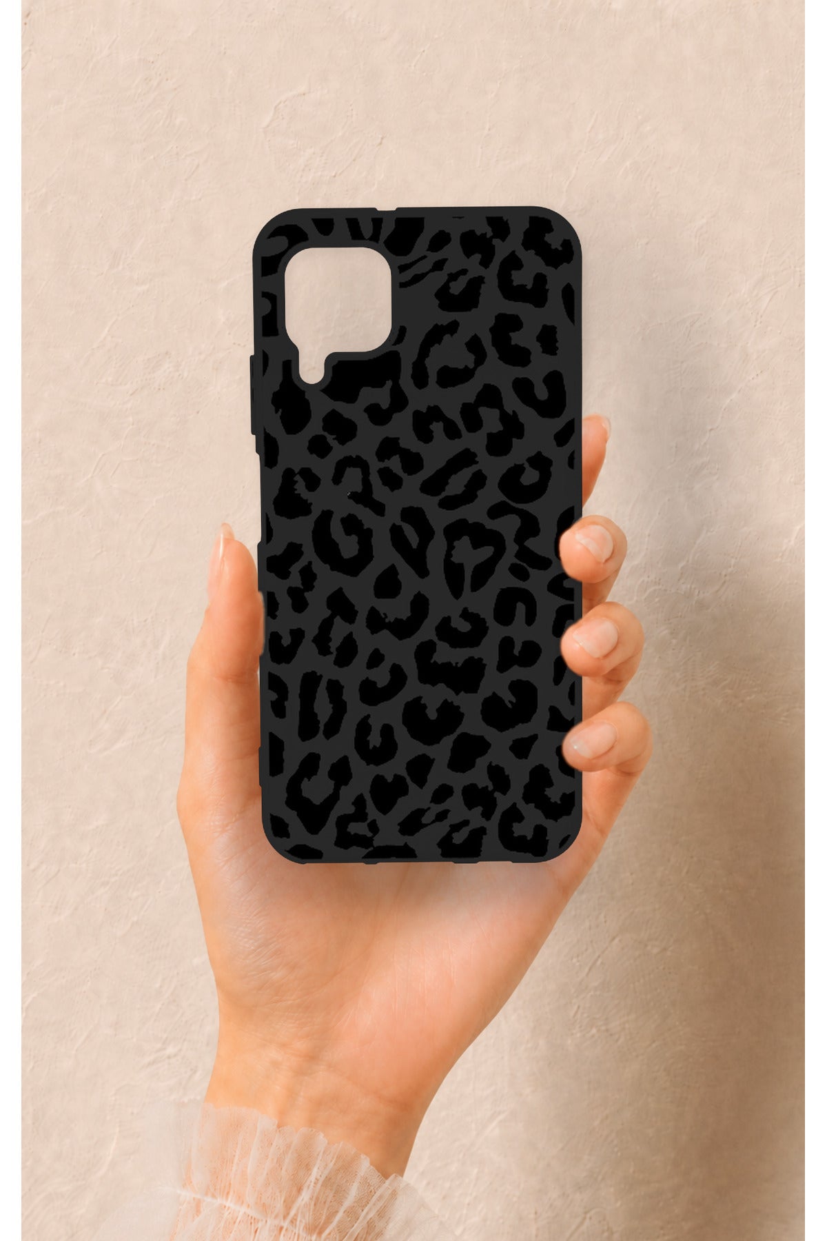 Huawei P40 Lite Uyumlu Siyah Leopar Desenli Silikon Kılıf