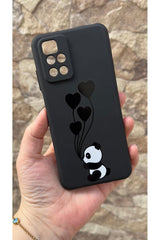 Redmi 10 2022 Uyumlu Kalpli Panda Desenli Silikon Darbe Emici Klasik Korumalı Rubber Kılıf
