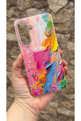 Galaxy A26 Uyumlu Renkli Soyut Desenli Şeffaf Darbe Emici Kamera Korumalı Clear Kılıf
