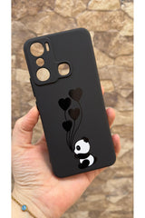 İNFİNİX HOT 20İ Uyumlu Kalpli Panda Desenli Silikon Darbe Emici Klasik Korumalı Rubber Kılıf
