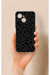 Tecno Spark 40C Uyumlu Siyah Leopar Desenli Silikon Kılıf