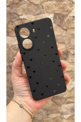 POCO X7 PRO Uyumlu Mini Siyah Kalp Desenli Silikon Darbe Emici Klasik Korumalı Rubber Kılıf