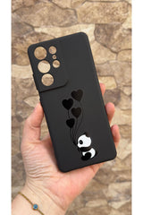Samsung Galaxy S21 Ultra Uyumlu Kalpli Panda Desenli Silikon Darbe Emici Klasik Korumalı Kılıf