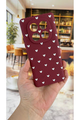 Redmi Note 14 Pro 5G Uyumlu Beyaz Kalp Desenli Silikon Darbe Emici Klasik Korumalı Rubber Kılıf