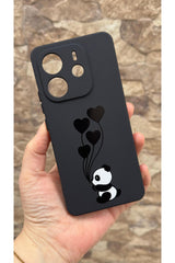 Redmi Note 14 Uyumlu Kalpli Panda Desenli Silikon Darbe Emici Klasik Korumalı Rubber Kılıf