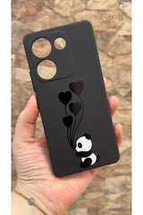 TECNO CAMON 20 PRO Uyumlu Kalpli Panda Desenli Silikon Darbe Emici Klasik Korumalı Rubber Kılıf