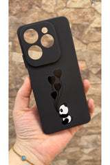 İNFİNİX HOT 40 Uyumlu Kalpli Panda Desenli Silikon Darbe Emici Klasik Korumalı Rubber Kılıf