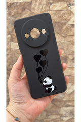 Redmi A3 Uyumlu Kalpli Panda Desenli Silikon Darbe Emici Klasik Korumalı Rubber Kılıf