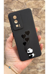 Poco F5 Pro Uyumlu Kalpli Panda Desenli Silikon Darbe Emici Klasik Korumalı Rubber Kılıf