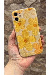 iPhone 11 Uyumlu Sarı Çiçek Desenli Şeffaf Darbe Emici Kamera Korumalı Clear Kılıf