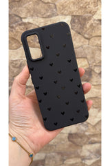Infinix GT 30 Pro Uyumlu Mini Siyah Kalp Desenli Silikon Darbe Emici Klasik Korumalı Rubber Kılıf