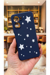 Vivo Y16 Uyumlu Mini Yıldız Desenli Silikon Darbe Emici Klasik Korumalı Rubber Kılıf