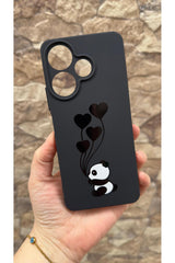 İNFİNİX HOT 30İ Uyumlu Kalpli Panda Desenli Silikon Darbe Emici Klasik Korumalı Rubber Kılıf