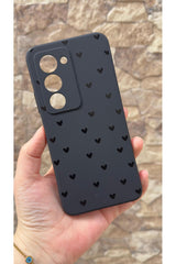 Redmi 15 Uyumlu Mini Siyah Kalp Desenli Silikon Darbe Emici Klasik Korumalı Rubber Kılıf