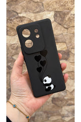 İnfinix Zero 30 4g Uyumlu Kalpli Panda Desenli Silikon Darbe Emici Klasik Korumalı Rubber Kılıf