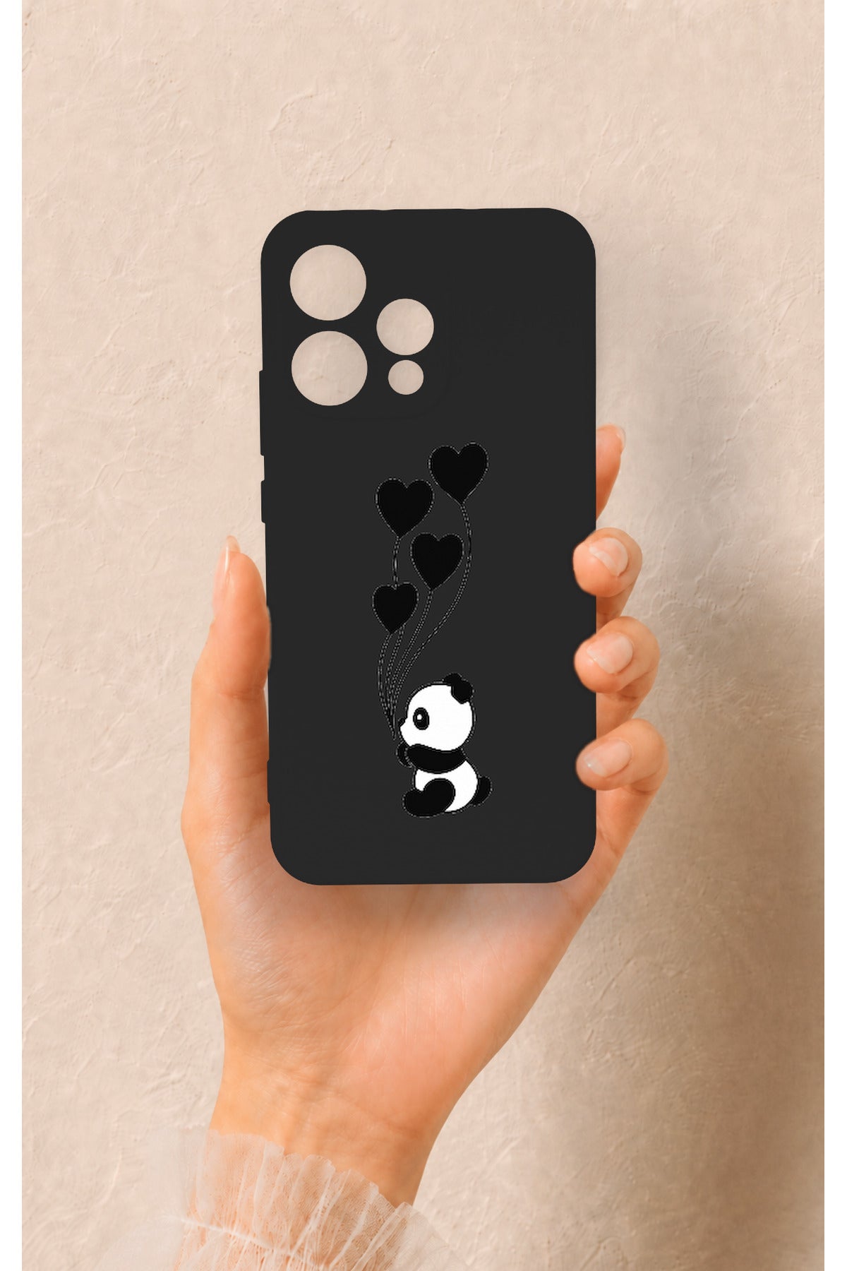 Oppo Reno 15 5G Uyumlu Kalpli Panda Desenli Silikon Kılıf