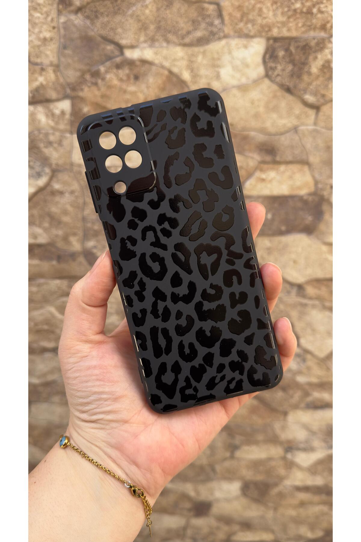 Samsung Galaxy A22 Uyumlu Leopar Desenli Silikon Darbe Emici Klasik Korumalı Rubber Kılıf