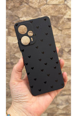 Poco F5 Uyumlu Mini Siyah Kalp Desenli Silikon Darbe Emici Klasik Korumalı Rubber Kılıf