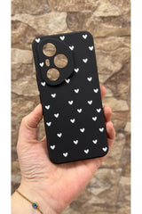Honor 400 Pro Uyumlu Mini Beyaz Kalp Desenli Silikon Darbe Emici Klasik Korumalı Rubber Kılıf
