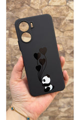 VİVO Y18 Uyumlu Kalpli Panda Desenli Silikon Darbe Emici Klasik Korumalı Rubber Kılıf