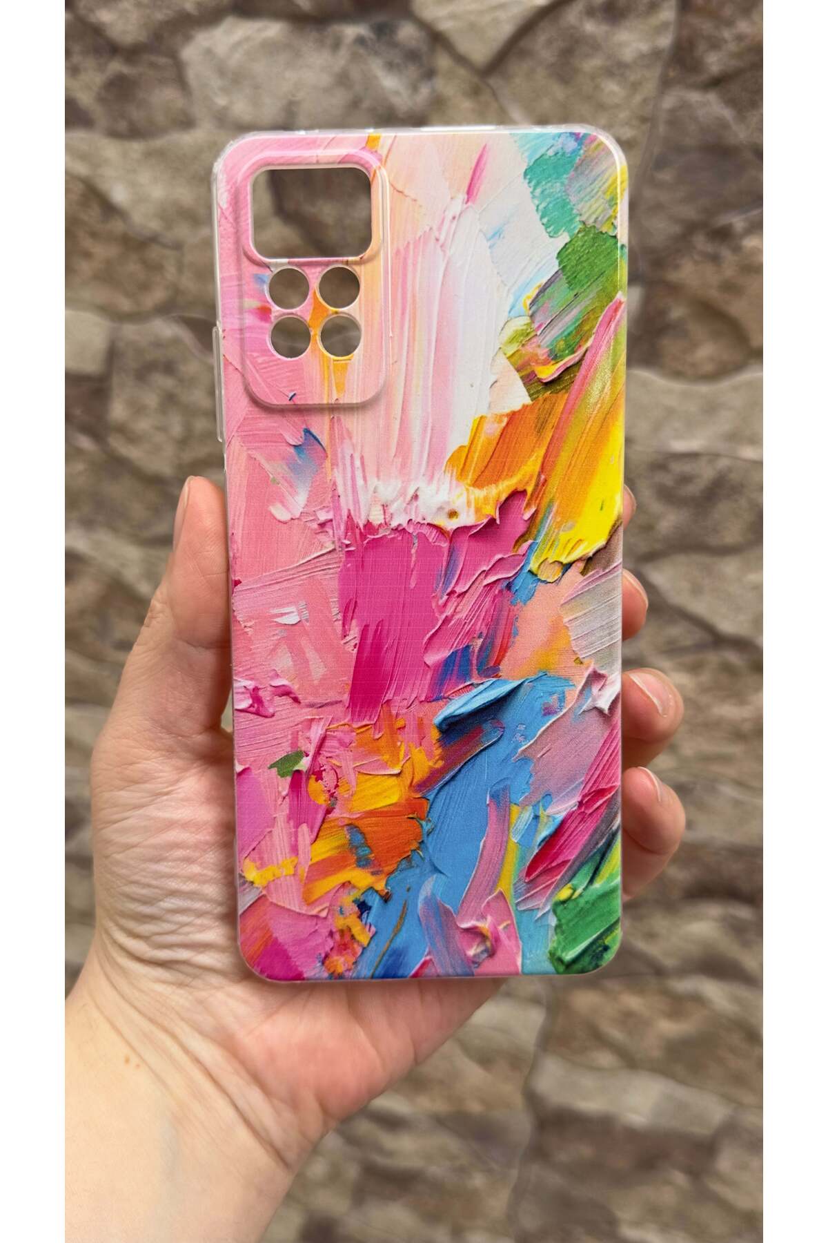Redmi Note 11 Pro Uyumlu Renkli Soyut Desenli Şeffaf Darbe Emici Kamera Korumalı Clear Kılıf