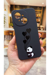 Tecno Spark Go1 Uyumlu Kalpli Panda Desenli Silikon Darbe Emici Klasik Korumalı Rubber Kılıf