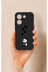 Poco X8 Pro Uyumlu Kalpli Panda Desenli Silikon Kılıf