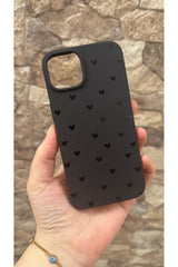 Iphone 11 Pro Uyumlu Mini Siyah Kalp Desenli Silikon Darbe Emici Klasik Korumalı Rubber Kılıf