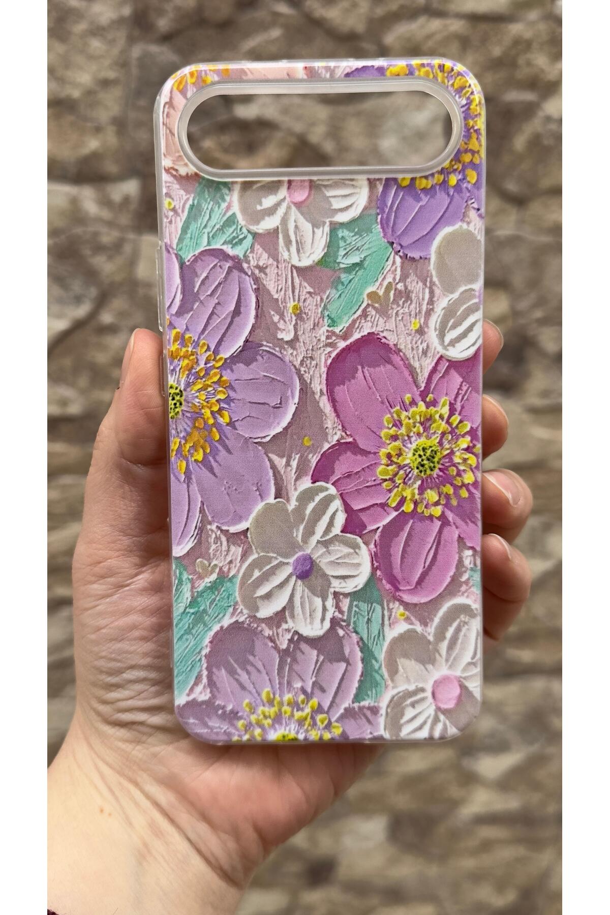 Tecno Spark Slim Uyumlu Mor Çiçek Desenli Şeffaf Darbe Emici Kamera Korumalı Clear Kılıf