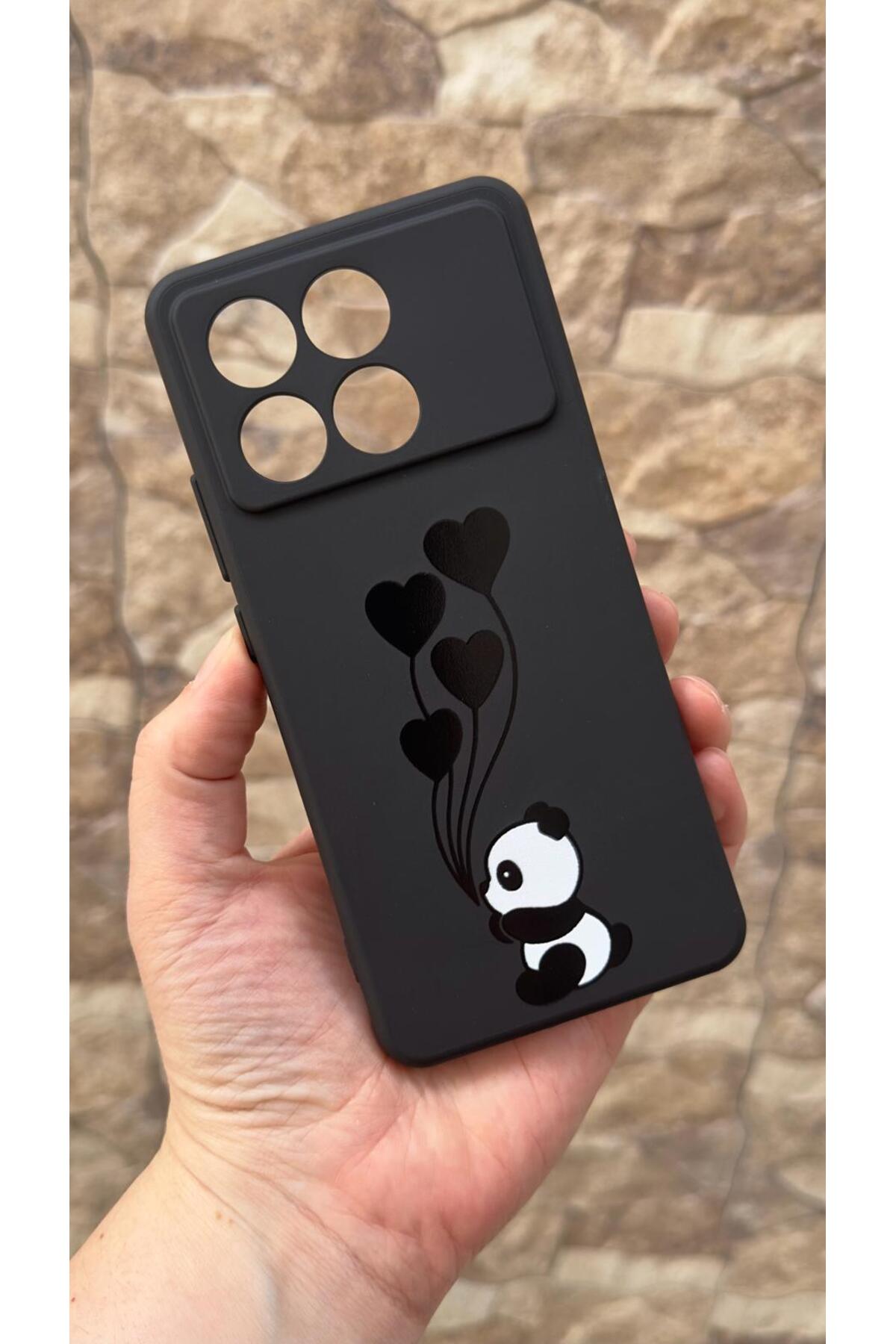 Poco X6 Pro 5G Uyumlu Kalpli Panda Desenli Silikon Darbe Emici Klasik Korumalı Rubber Kılıf