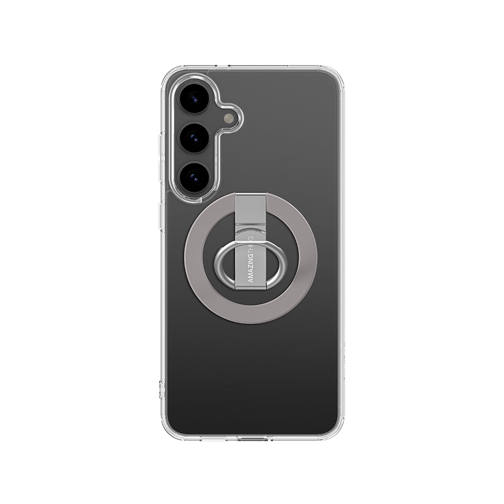 Galaxy S25 Plus Kılıf M-safe Uyumlu Yüzük Standlı Amazingthing Minimal Grip Serisi Kapak Gri
