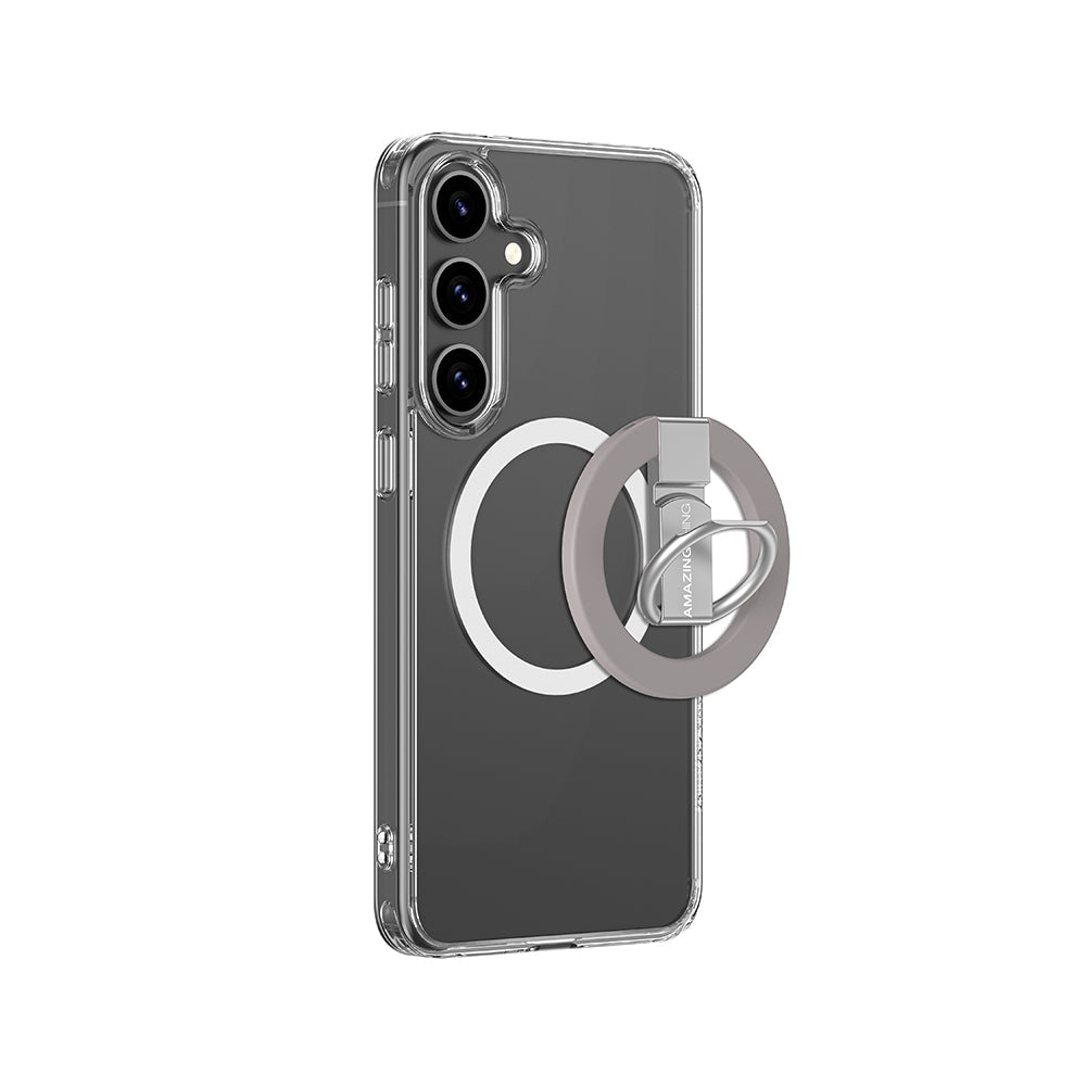 Galaxy S25 Plus Kılıf M-safe Uyumlu Yüzük Standlı Amazingthing Minimal Grip Serisi Kapak Gri