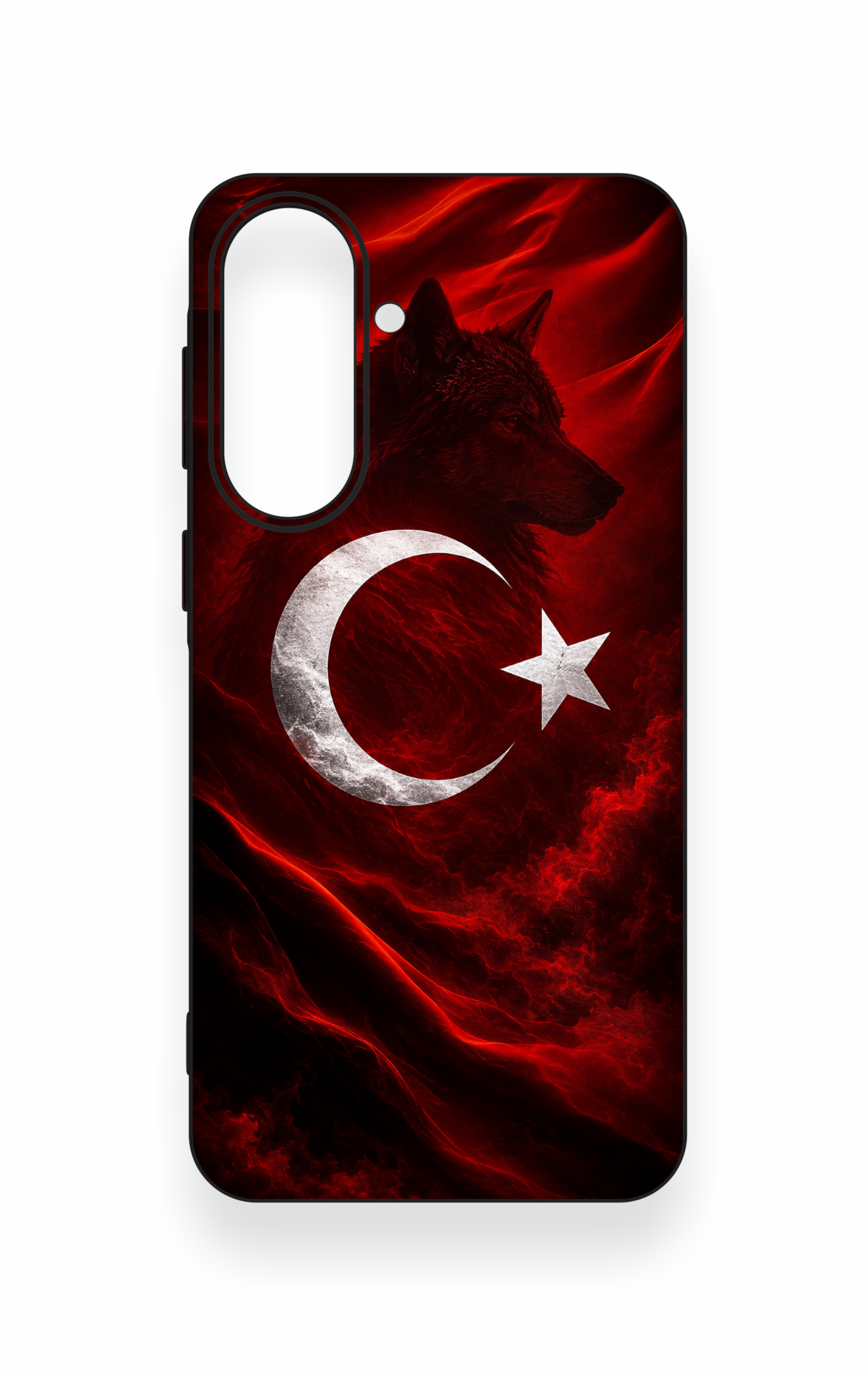 Samsung A57 Uyumlu Kurt Türk Bayrağı Desenli Silikon Kılıf