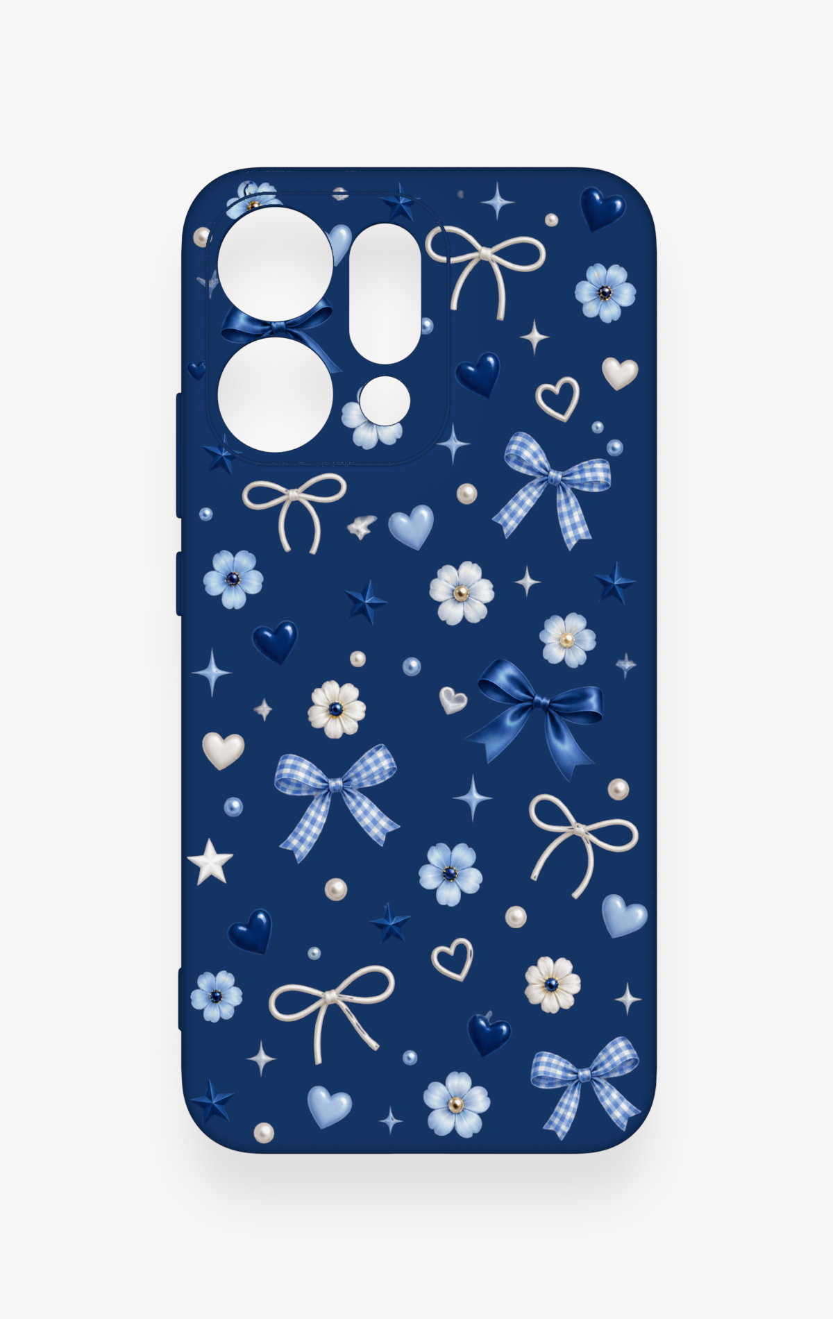 Oppo Reno 14 Uyumlu Mavi Papatya Fiyonk Desenli Silikon Kılıf