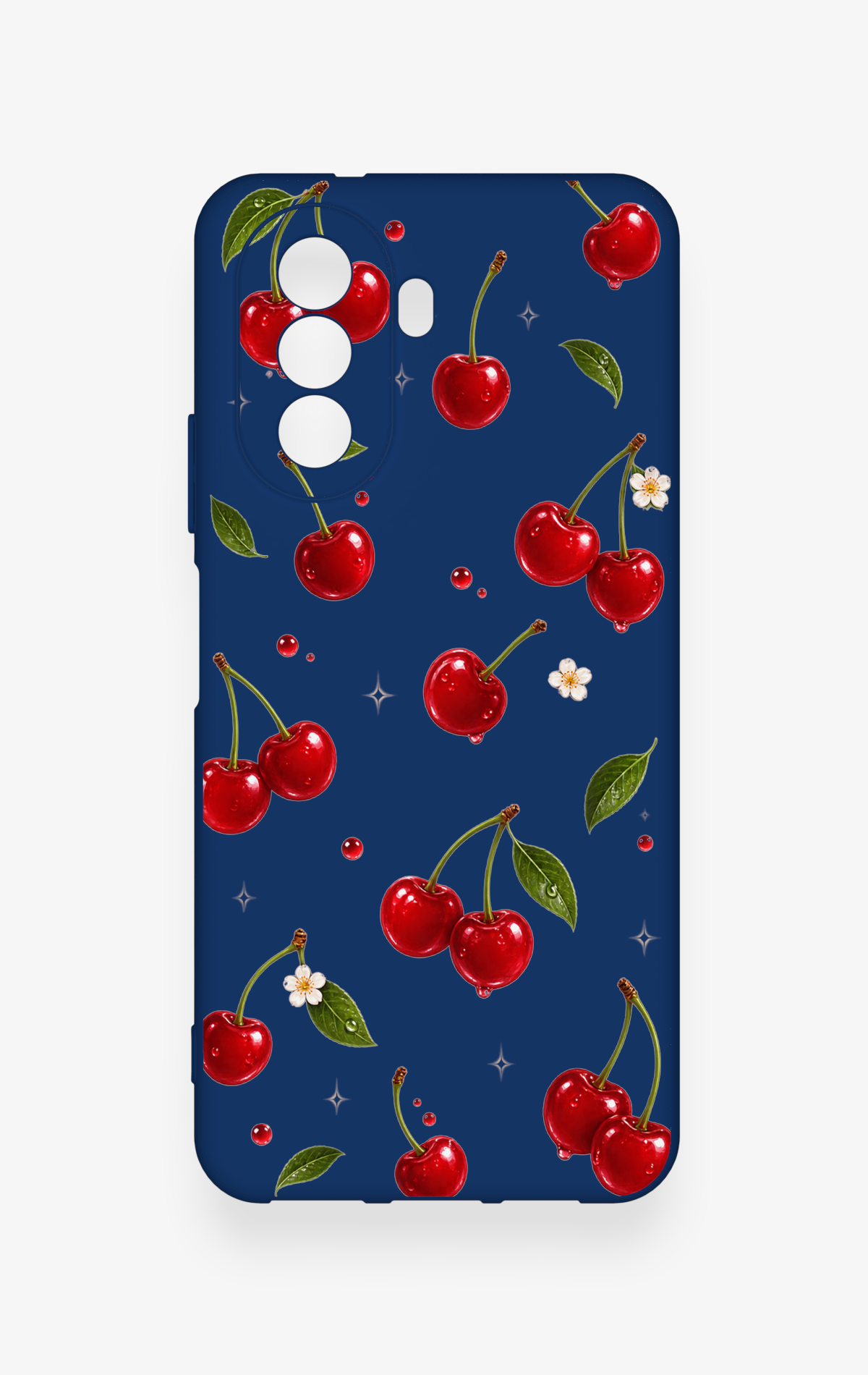 Huawei Nova Y70 Uyumlu Kiraz Papatya Desenli Silikon Kılıf