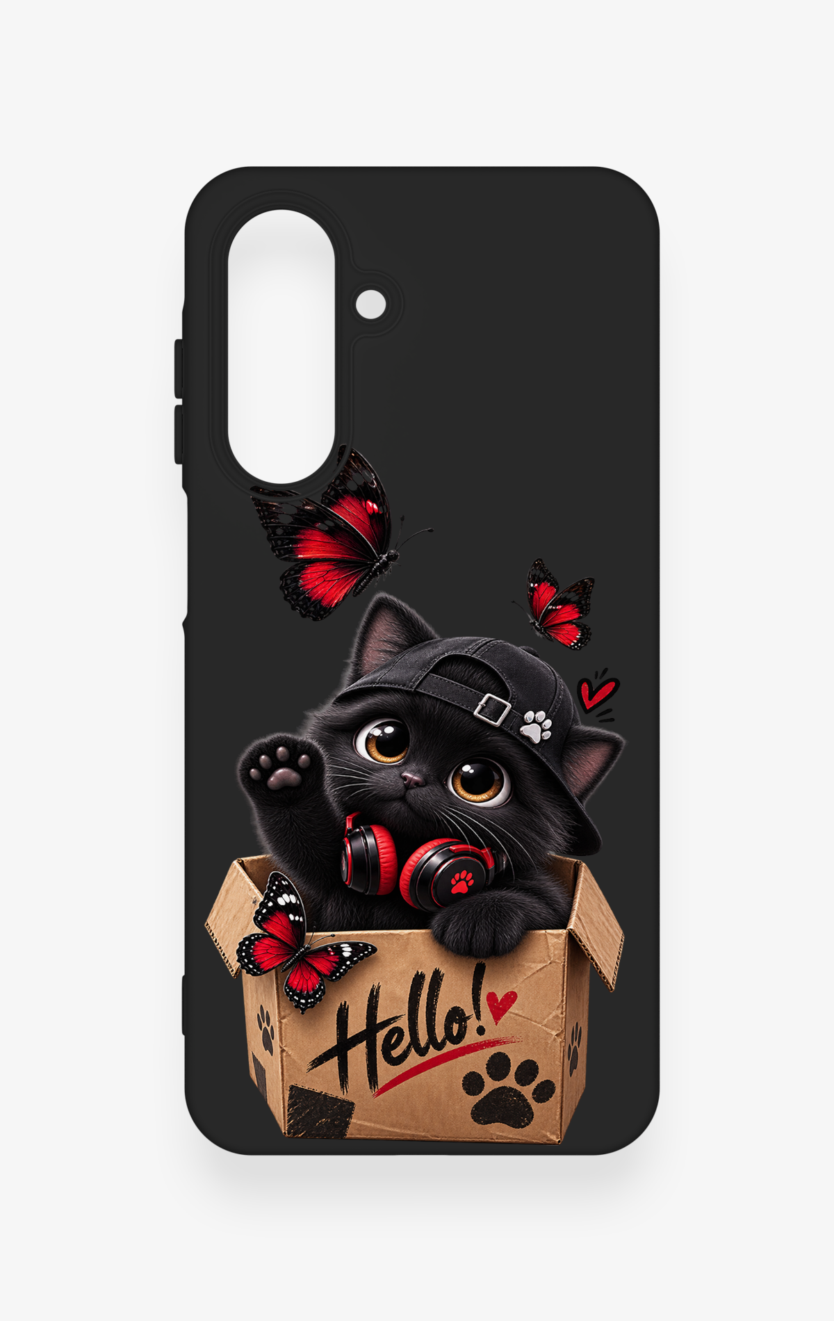 Samsung A26 Uyumlu Hello Cat Desenli Silikon Kılıf
