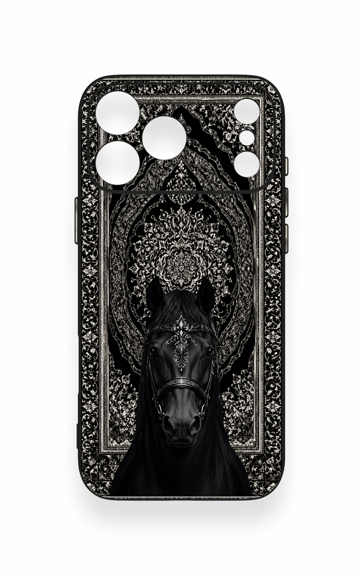 iPhone 17 Pro Max Uyumlu Etnik At Figürü Desenli Silikon Kılıf