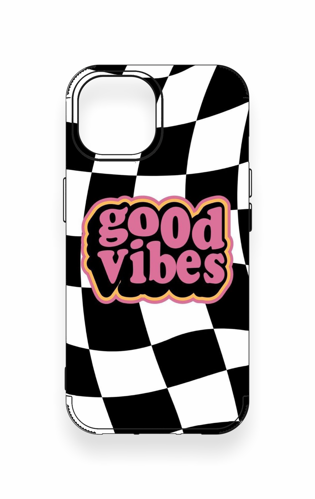 iPhone 15 Uyumlu Black Good Vibes Desenli Silikon Kılıf