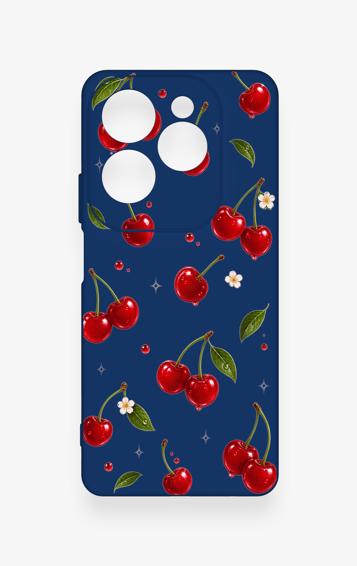 İnfinix Hot 40 Pro Uyumlu Kiraz Papatya Desenli Silikon Kılıf